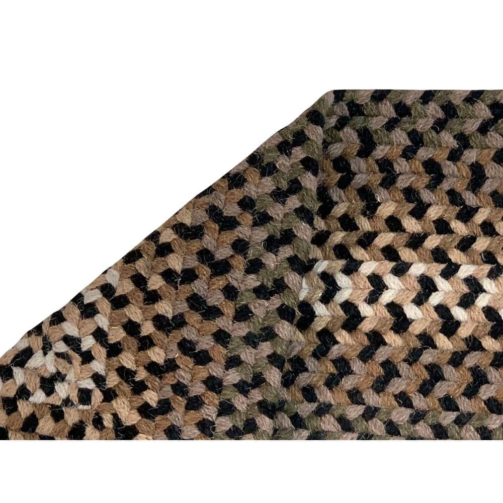 Elegant Oval Black Wool Braided Rug 29.1" x 22.4"