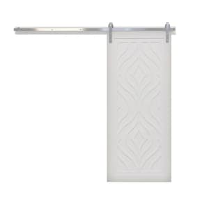 42 in. x 84 in. Zaftig Sway Primed Wood Sliding Barn Door with Hardware Kit in Stainless Steel