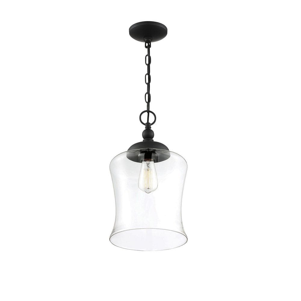 Matte Black Glass Mini Pendant Light with Nickel Accents