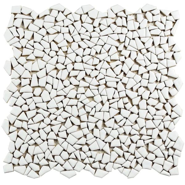 Merola Tile Jazz White 11-1/4 in. x 11-1/4 in. x 5 mm Ceramic Mosaic Tile (0.88 sq. ft./Each)