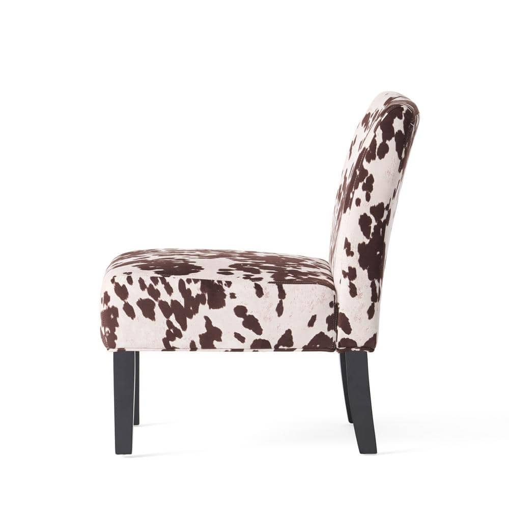 Plush Brown & White Cow Print Velvet Accent Chair