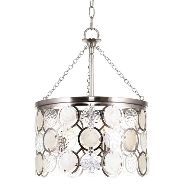 Kira Home Estelle 60-Watt 3-Light Brushed Nickel Modern Pendant Light with Brushed Nickel Shade, No Bulb Included