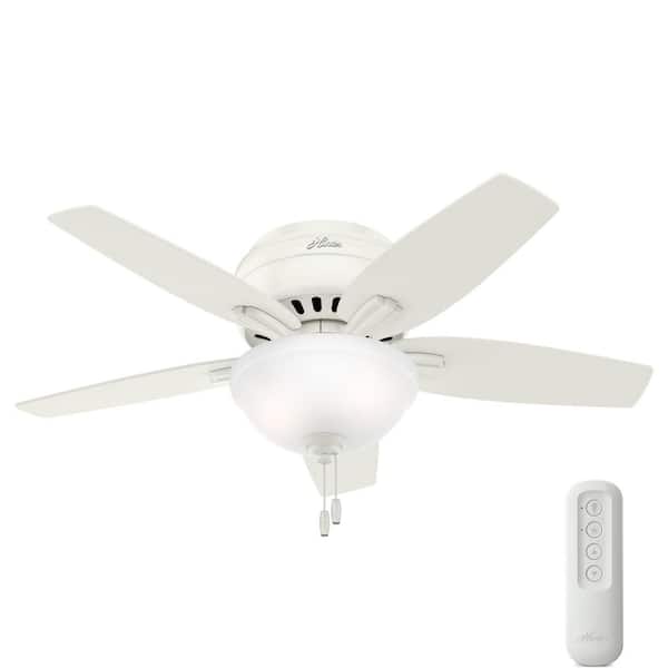 Hunter Newsome 42 in. Indoor Low Profile Fresh White Ceiling Fan With LED Light Kit and Remote