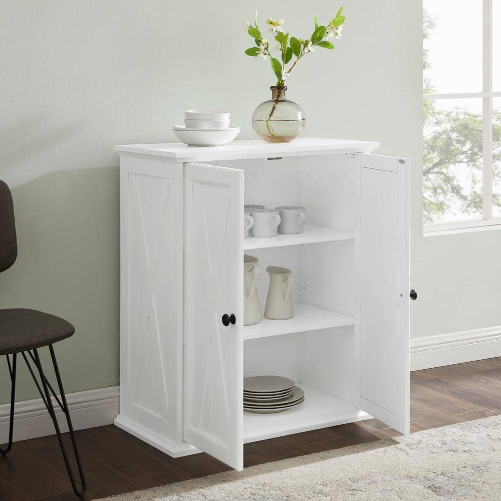 Distressed White Farmhouse Stackable Pantry with Adjustable Shelving