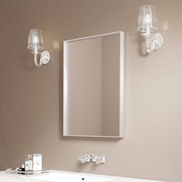 22 in. W x 30 in. H Rectangular Aluminum Framed Wall Bathroom Vanity Mirror in Brushed Sliver
