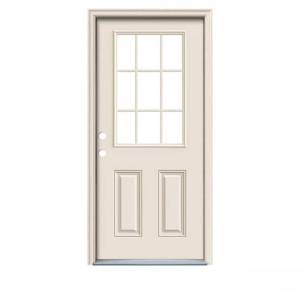 JELD-WEN 32 in. x 78 in. 2 Panel Right-Hand/Inswing 1/2 Lite Clear Glass Primed Fiberglass Prehung Front Door w/Brickmould