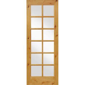 24 in. x 96 in. Knotty Alder 12-Lite Low-E Insulated Clear Glass Solid Wood Left-Hand Single Prehung Interior Door