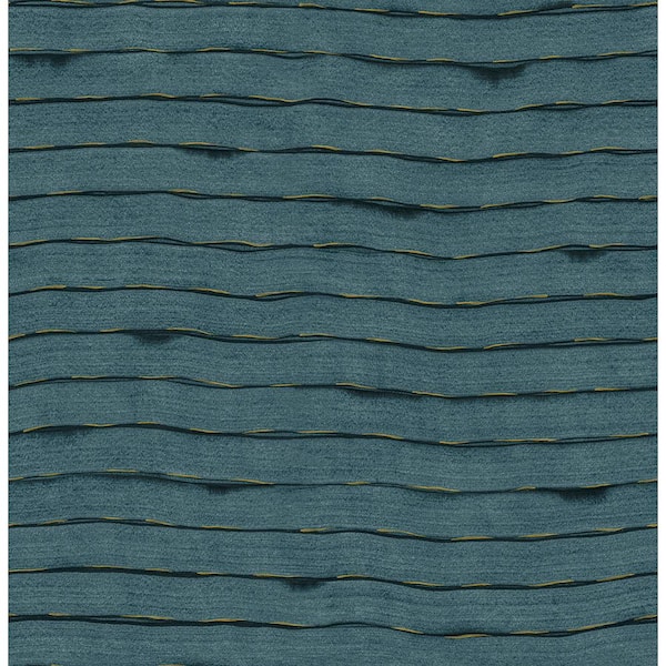 A-Street Prints Naia Blue Horizontal Wavy Lines Strippable Matte Non-Pasted Non-Woven Paper Wallpaper
