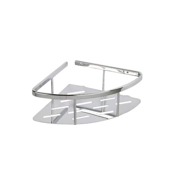 Croydex Aluminum 3 in. H x 10.75 in. W x 7.5 in. D Solid Corner Basket in Chrome