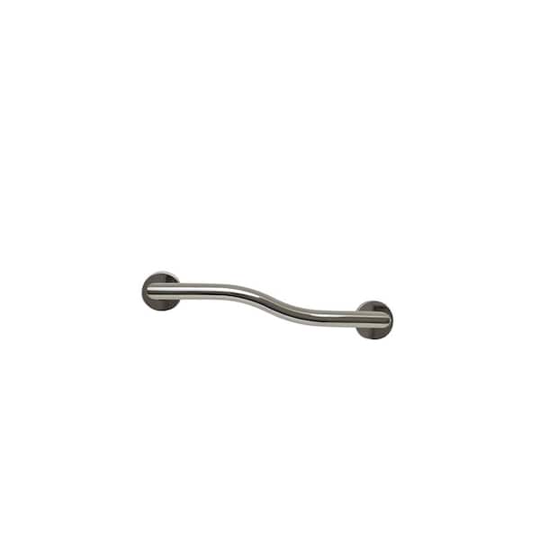 CSI Bathware 14 in. Right-Hand Modern Wave Shaped Grab Bar in Polished Stainless
