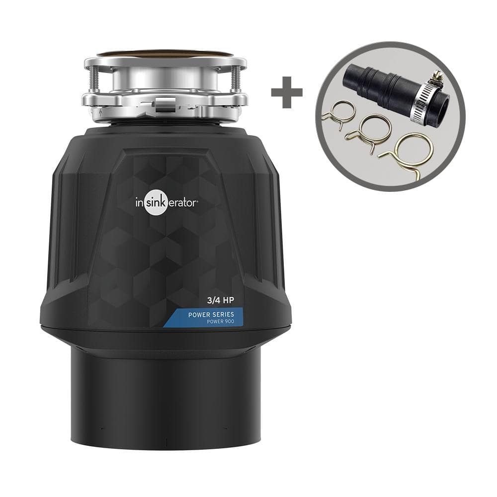 Power 900, 3/4 HP Garbage Disposal, EZ Connect Continuous Feed Food Waste Disposer with Dishwasher Connector Kit -  InSinkErator, 80541A-ISE