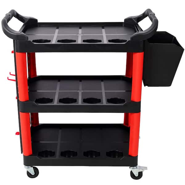 8 cu. ft. Plastic Rolling Auto Detailing Cart, Tool Organizer with Pegboard, Hooks for Garage, Workshop, Repair Shop