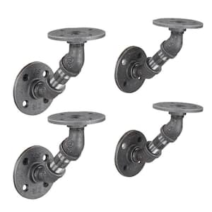 1/2 in. Black Pipe 3.75 in. W x 3.75 in. H Wall Mounted Double Flange Angled Shelf Bracket Kit (4-Pack)