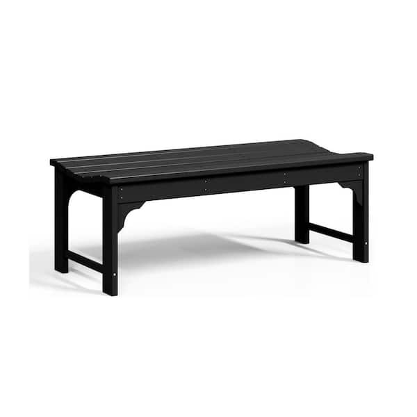 48 in. 2-Person Black Plastic Outdoor Bench