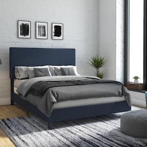 Jessie Blue Linen Upholstered Queen Bed