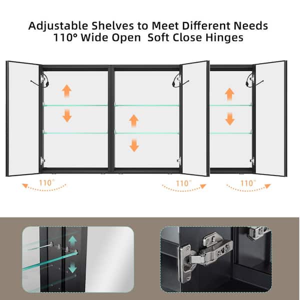 Zeafive 60 in. W x 30 in. H Rectangular Black Aluminum Zeafive 60 in. W x 30 in. H Rectangular Black Aluminum