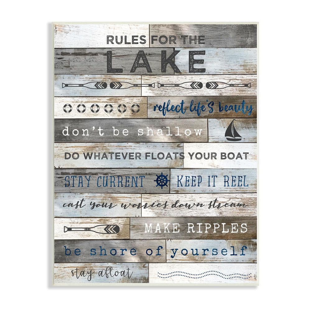 Rules From Lake Rustic Plank Pattern By Natalie Carpentieri Unframed Print Typography Wall Art 10 in. x 15 in. price history on PriceWatchPro
