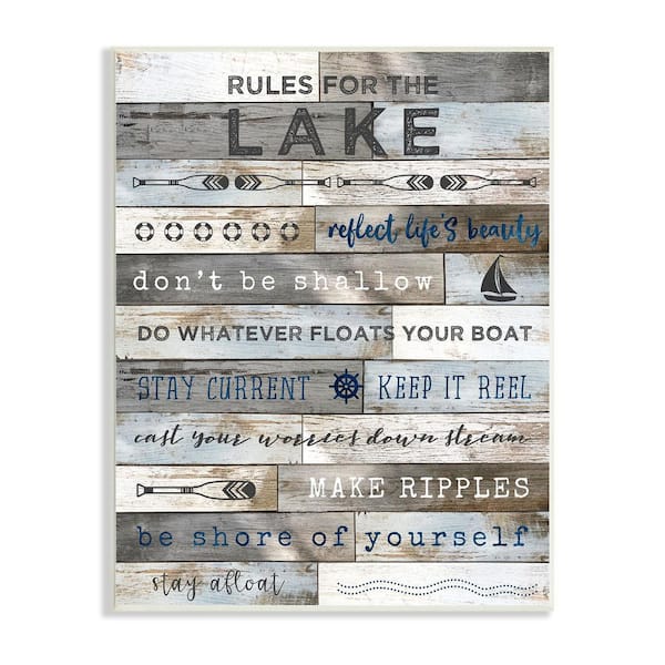 Stupell Industries Rules From Lake Rustic Plank Pattern By Natalie Carpentieri Unframed Print Typography Wall Art 13 in. x 19 in.