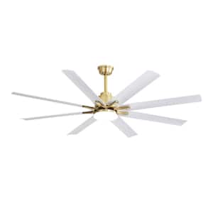 66 in. Indoor Gold Plus White Modern Reversible Noiseless DC Motor Ceiling Fan with LED Light and Remote Included