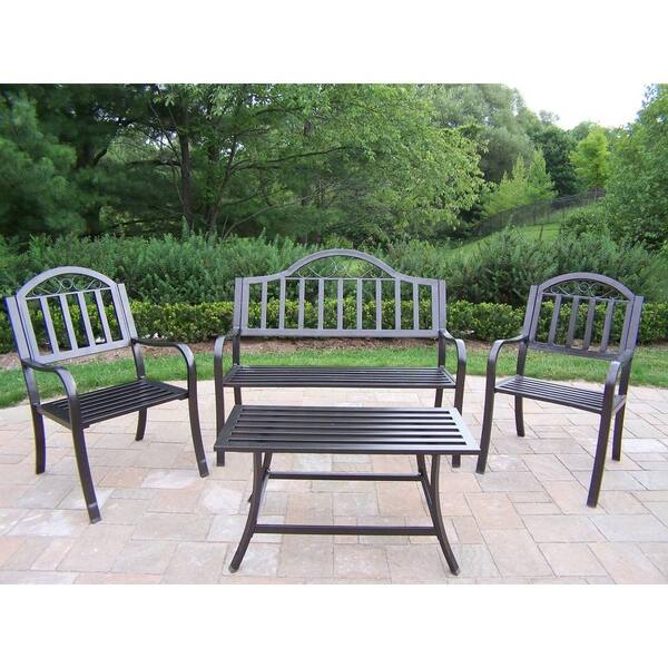 Oakland Living Rochester Collection Hammertone Bronze 4-Piece Patio Conversation Set