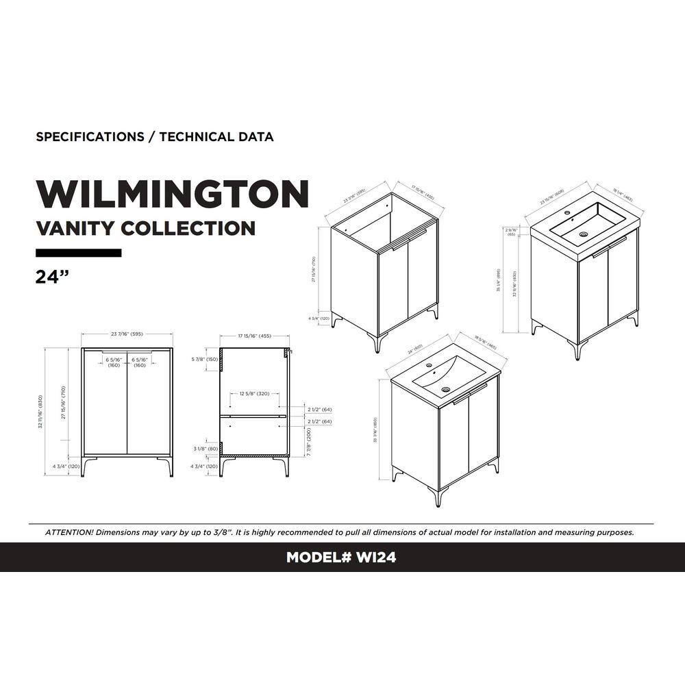 Matte White 24" Bathroom Vanity with Polished Chrome Hardware