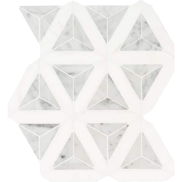 MSI Take Home Sample - Carrara White Faceted 4 in. x 4 in. Polished Marble Floor and Wall Tile
