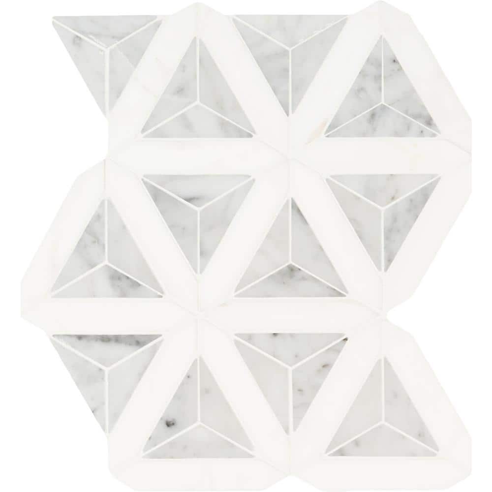 MSI Carrara White Faceted 9.26 in. x 12 in. Polished Marble Floor and ...