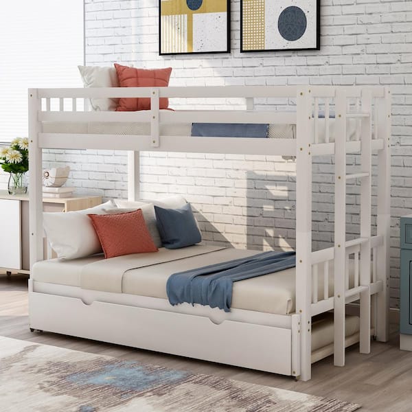 White Twin Over King Bunk Bed, Bedz King Twin Over Twin Bunk Bed With Trundle