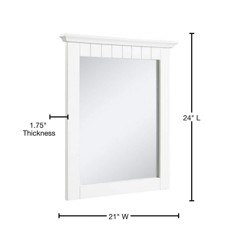 Cottage Chic 24" White Pine Wood Framed Vanity Mirror