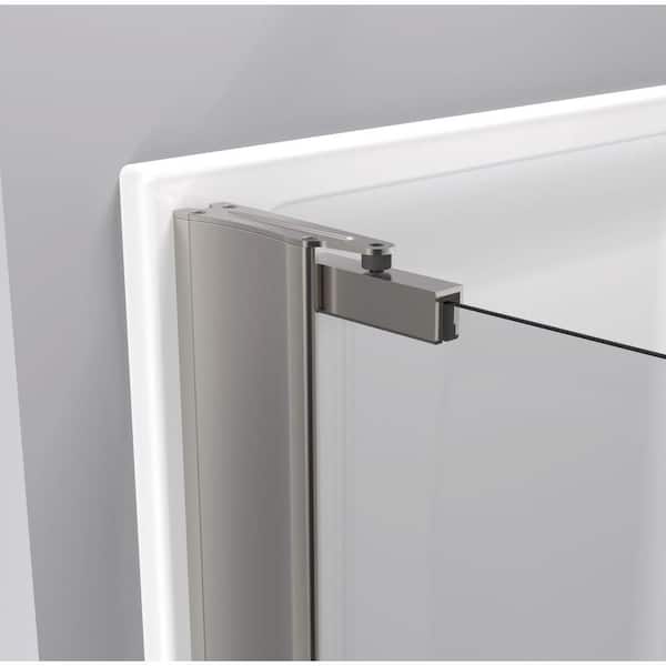 27-36 in. Contemporary Semi-Frameless Pivoting Shower Door Track Assembly Kit 4.6 in W x 1.6 in D, in Nickel (6mm Glass)