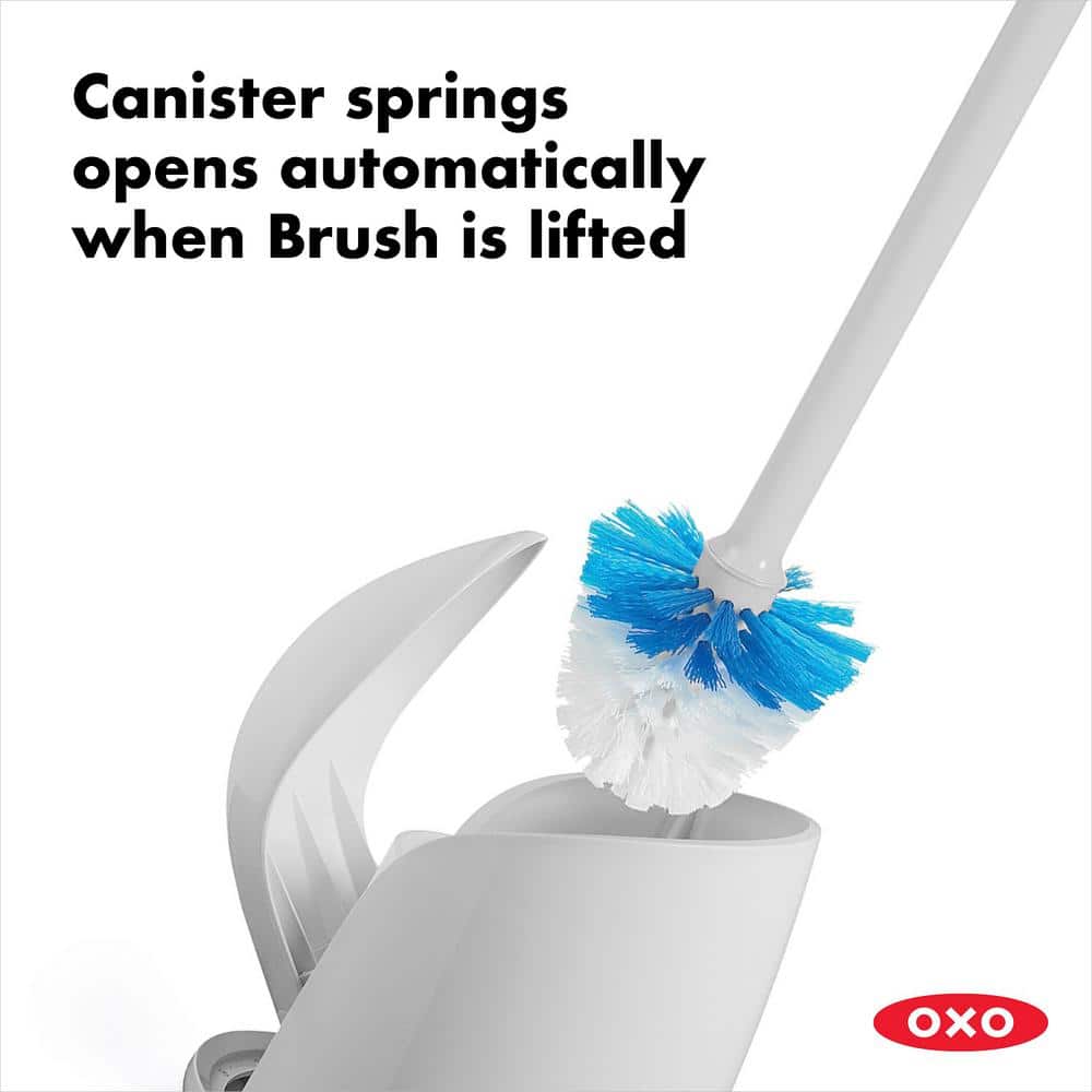 Gray Plastic Compact Toilet Brush with Holder