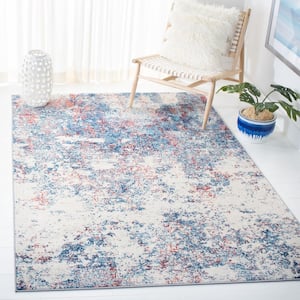 Brentwood Navy/Red 5 ft. x 8 ft. Abstract Area Rug
