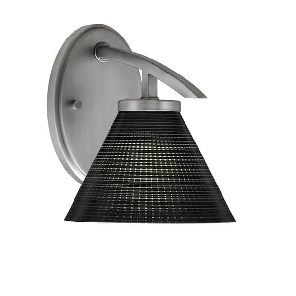 Siena 1-Light Graphite Downlight Wall Sconce with Black Matrix Glass Shade