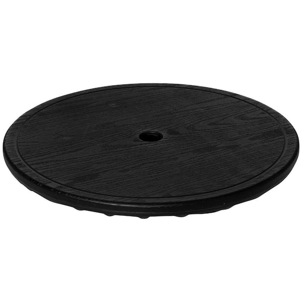 20 in. Round Black Beach Umbrella Table Tray, Portable Instant Pool Umbrella Table for Patio, Sand, Garden, Deck