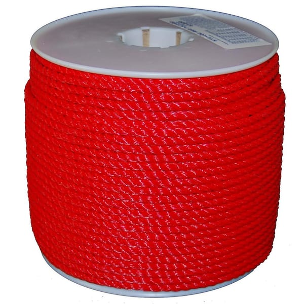 TW Evans Cordage Co. 98326 3/8-Inch by 500-Feet Solid Braid Propylene  Multifilament Derby Rope, Red and White