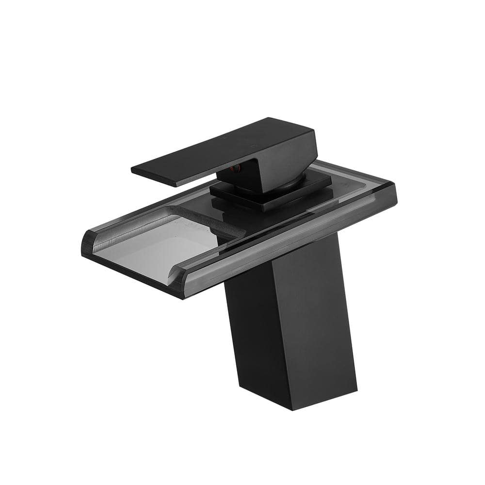 4 in. Waterfall Widespread Single Handle Bathroom Faucet with LED Light in Black price history on PriceWatchPro