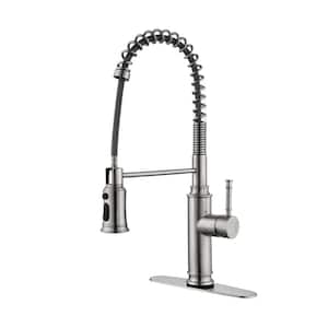 Single Handle Pull Down Sprayer Kitchen Faucet with Advance Spray in Brushed Nickel