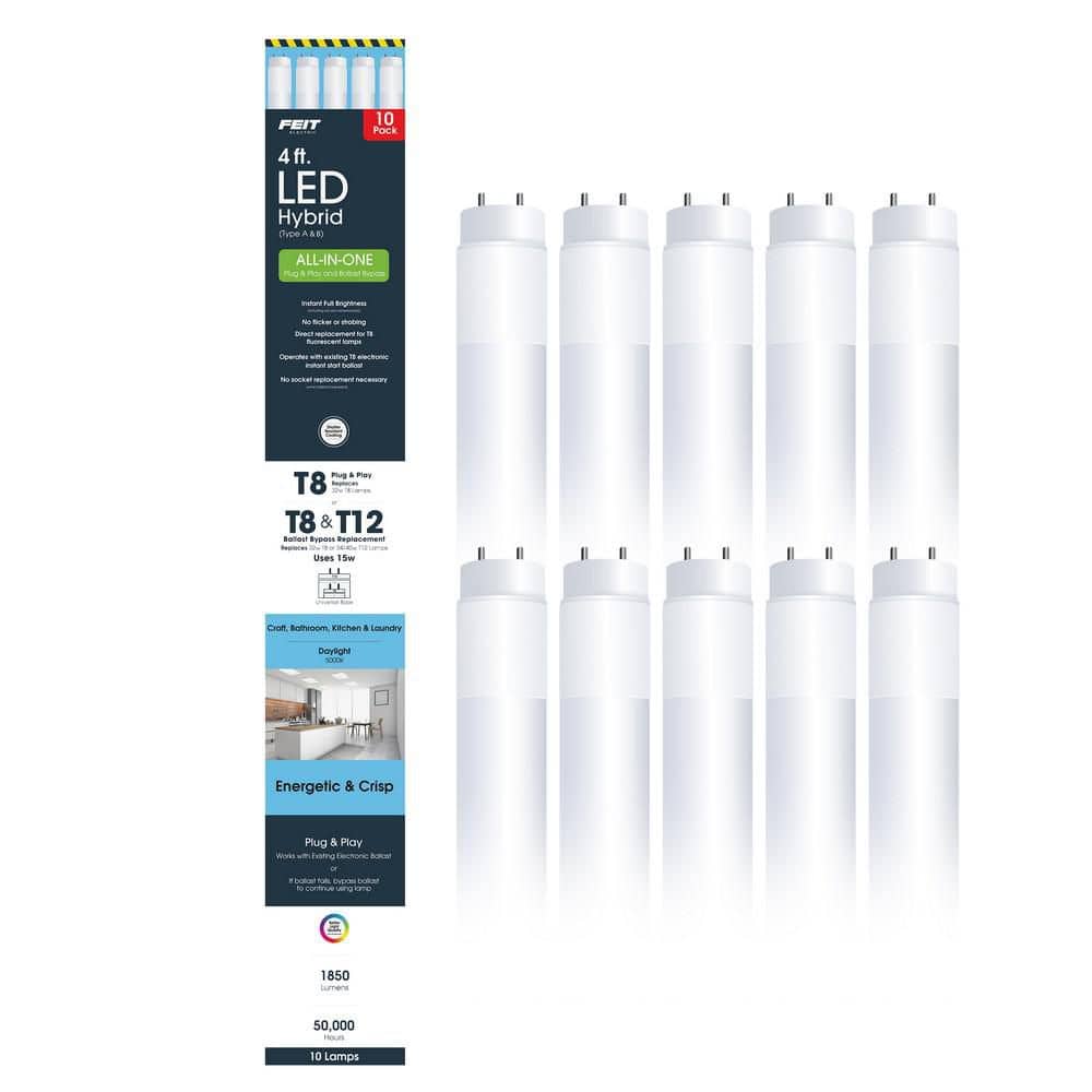 Feit Electric 4 ft. 15-W G13 Type AB T8 Plug and Play Or T8/T12