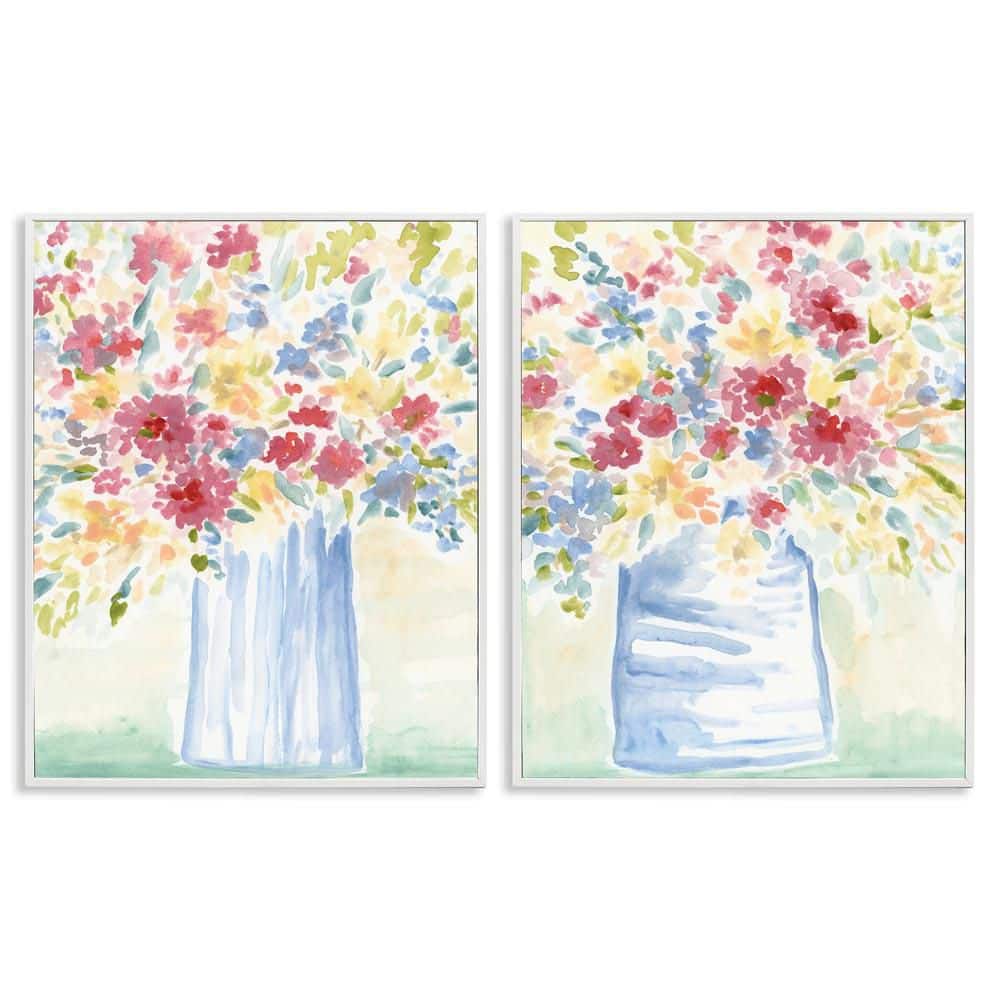 Soft Speckled Flower Vases by June Erica Vess 2 Pieces White Framed Nature Giclee Art Print 20 in. x 16 in. price history on PriceWatchPro