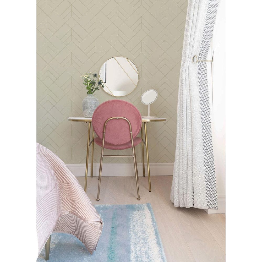 Light Grey and Gold Geometric Vinyl Wallpaper Roll