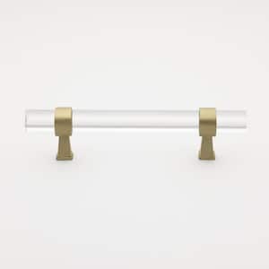 3-3/4 in. Center-to-Center Clear Acrylic Cabinet Drawer Pull with Satin Gold Bases (10-Pack)