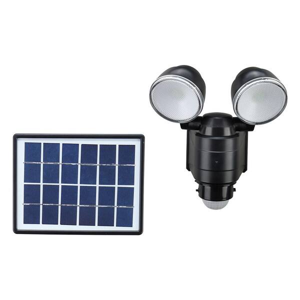 Link2Home 700 Lumens 110-Degree Black Dual Head Motion Activated Outdoor Solar  LED Security Flood Light EM-SL600B The Home Depot