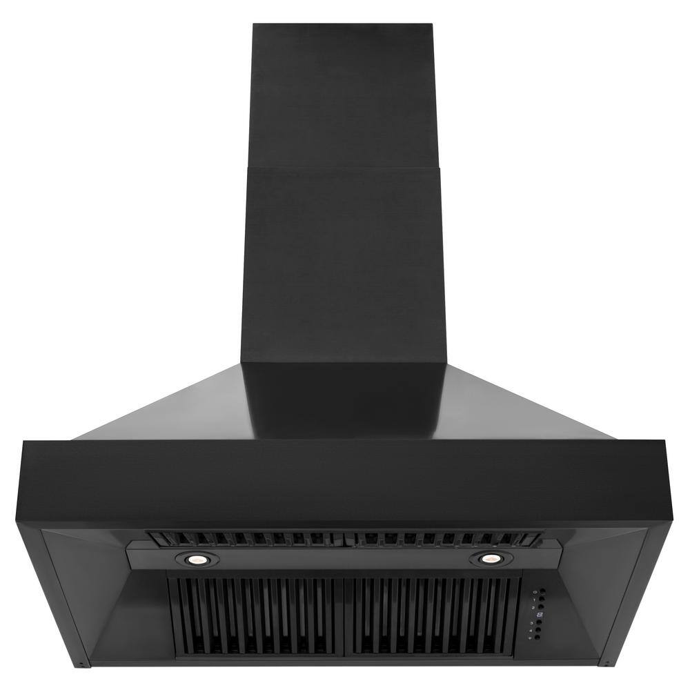 36" Black Stainless Steel Convertible Wall Mount Range Hood