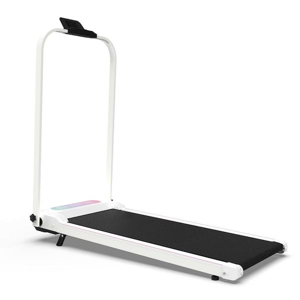 Foldable 2-in-1 Treadmill with Handle Bar and Incline, Portable Under Desk Walking Pad and Vibration Pad for Home
