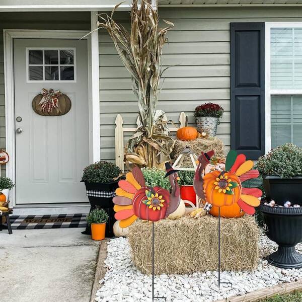 OGETFUUR 2-Piece 15 x 34.6 in. Metal Thanksgiving Turkey