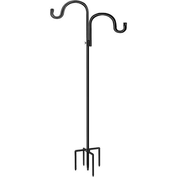 EVEAGE 78 in. Black Metal Double Shepherds Hook with 5 Prongs Base,  Adjustable Heavy Duty Garden Hanging Holder（1-Pack） B0B3X7G2J6/YCQ - The  Home Depot