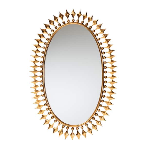 Baxton Studio Rogier 25 in. W x 37.3 in. H Oval Wall Mirror