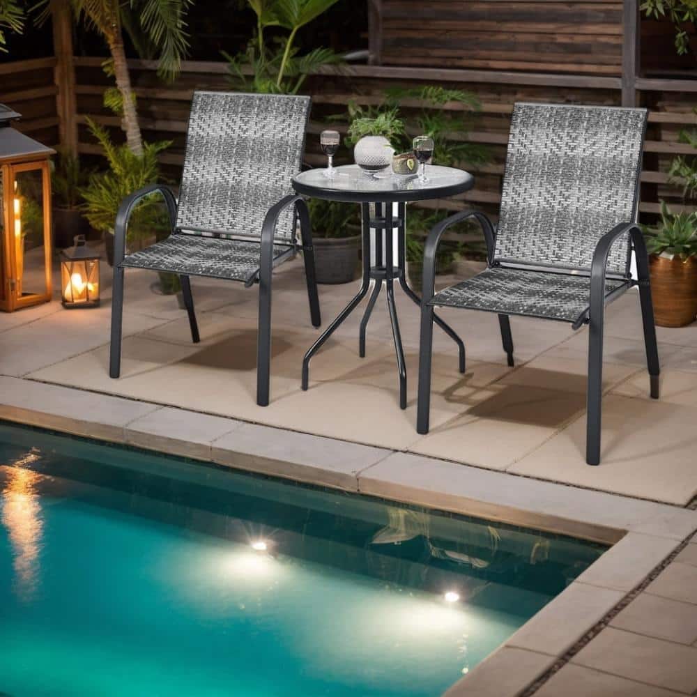 6 Gray Stackable Pe Rattan Chairs With Solid Steel Frame, All-Weather price history on PriceWatchPro