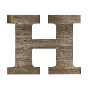 Rustic Large 16 in. Tall Natural Weathered Gray Monogram Wood Letter-H Decorative