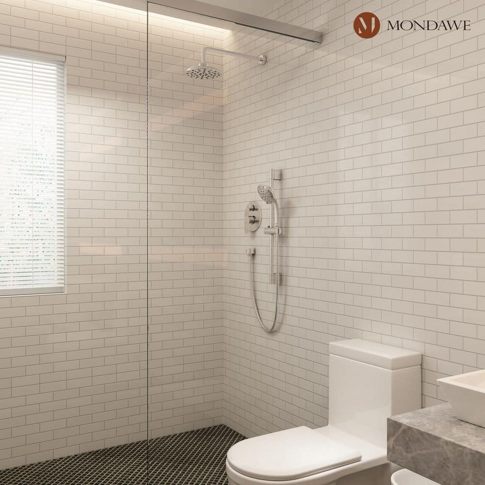 Brushed Nickel Adjustable Multi-Head Rain Shower System